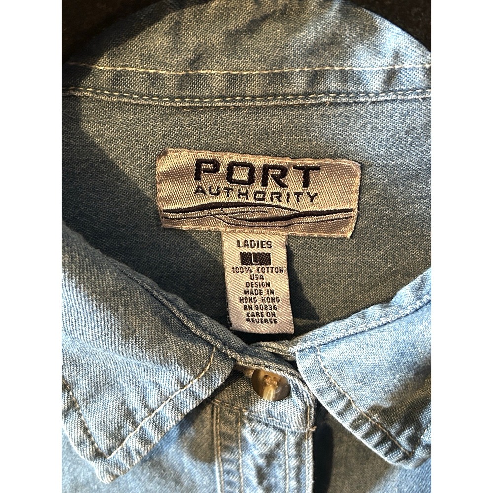 Vintage Womens Denim Western Themed Embroidered Port Authority Shirt Large USA - Picture 9 of 10
